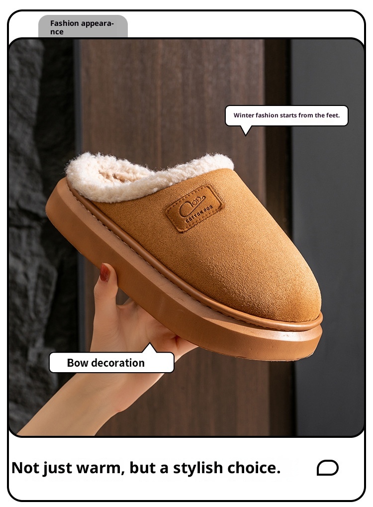 Zees New Cross-Border Foreign Trade Men Winter Fleece-Lined Warm Home Shoes Non-Slip Lamb Wool Cotton Slippers For Women_voghion.com