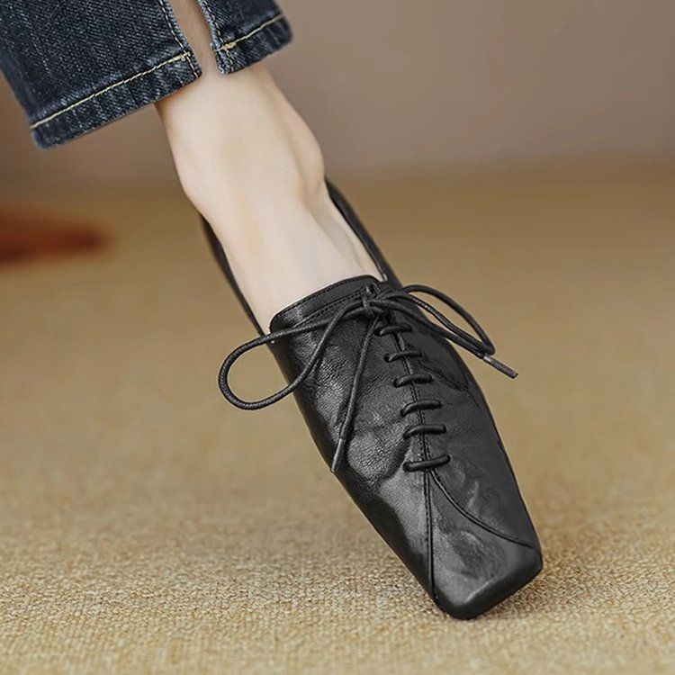 Mocassins à lacets Voyage Voyage Vintage Deep Mouth Printemps et Automne 2025 pour femmes et hommes, style Derby, en cuir, talon de 3 cm. Chaussures simples._voghion.com