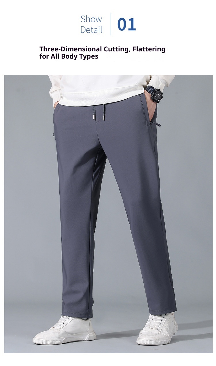 boy Spring And Autumn Nylon Stretch Business Casual Solid Color Waist Draped Loose Pants Men High Elastic Anti-Wrinkle_voghion.com