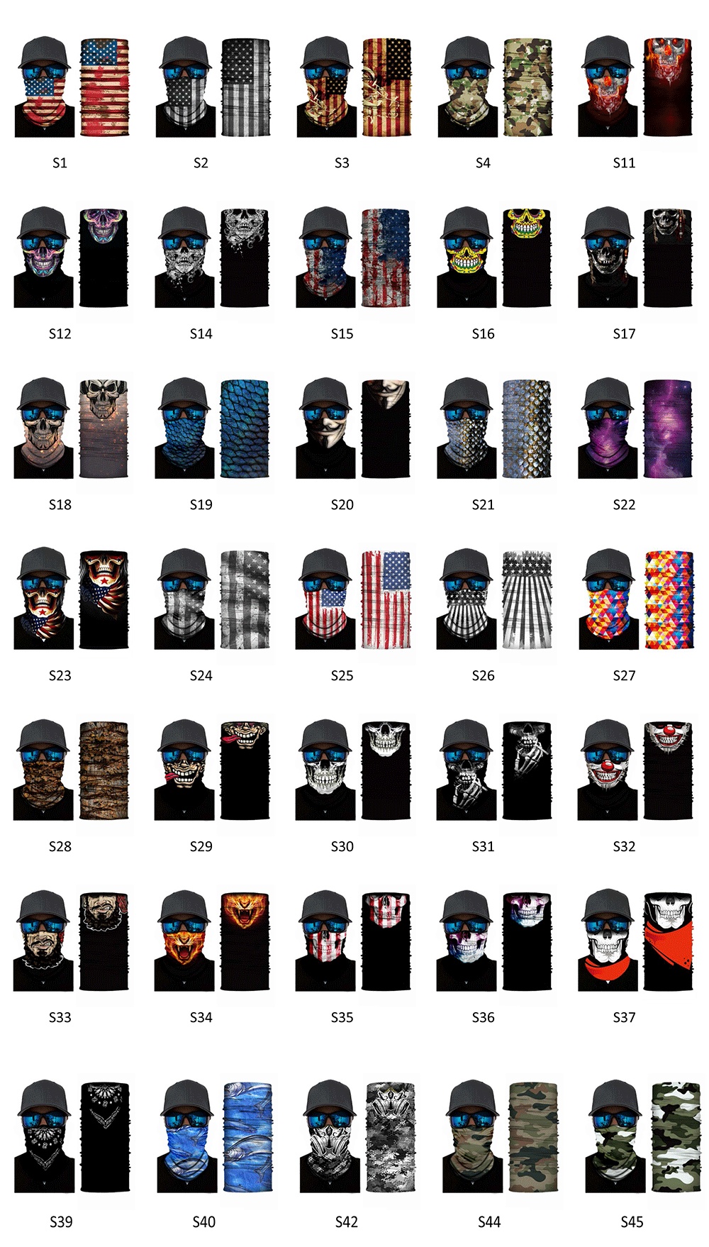 Masque de protection ActiveGo Skull Half Series Automne Hiver, foulard magique chaud et élastique pour le sport et le cyclisme_voghion.com