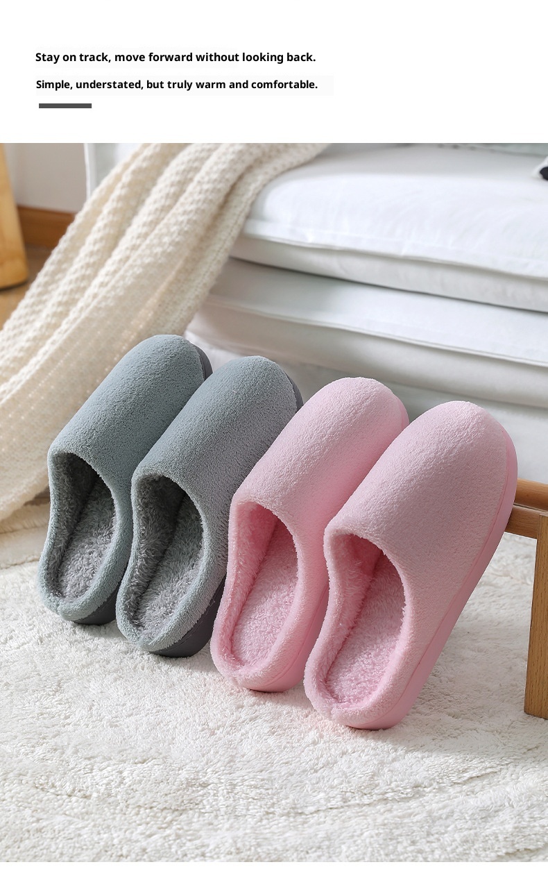 Zees Autumn Winter Women's Cotton Couple Cartoon Home Thick Sole Korean Style Warm Maternity Shoes Non-Slip Men's Wool_voghion.com