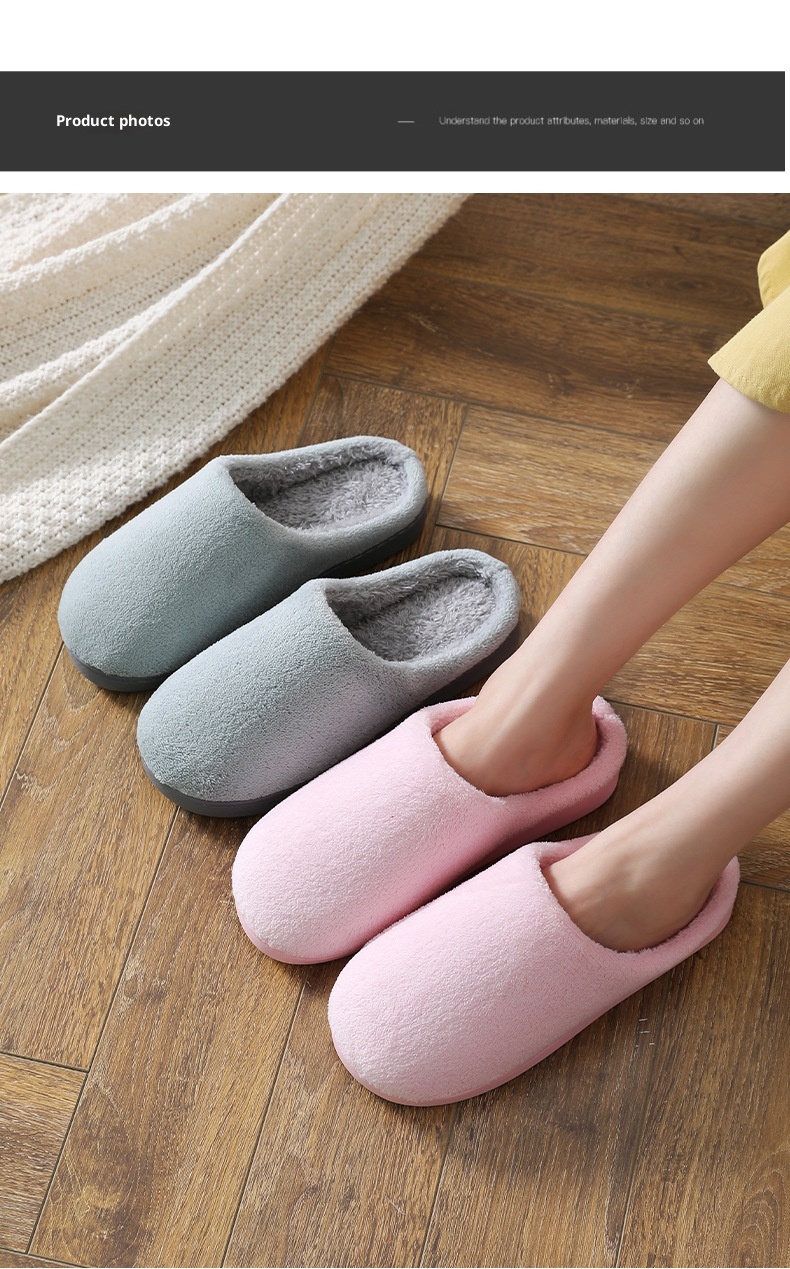 Zees Autumn Winter Women's Cotton Couple Cartoon Home Thick Sole Korean Style Warm Maternity Shoes Non-Slip Men's Wool_voghion.com