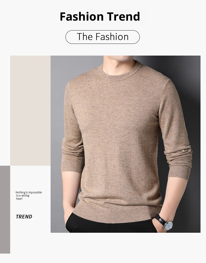 ragazzo Ragazzo Ragazzo Ragazzo Hengyuanxiang Maglione sottile in pura lana al 100% 2023 Autunno Inverno Nuovo girocollo tinta unita Camicia di base Abbigliamento da uomo_voghion.com