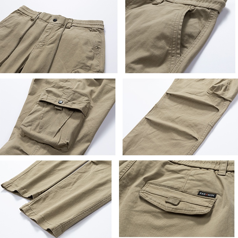 boy New Retro Cargo For Men Multi-Pocket Loose Straight Men's Casual High-End Export Sports Pants_voghion.com