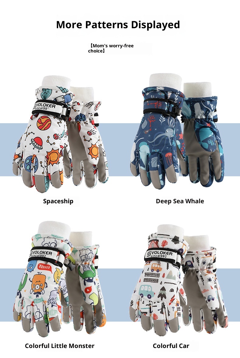 001 Kinder-Skihandschuhe, Winterhandschuhe, warm, für Damen und Herren, Touchscreen-fähig, fleecegefüttert, winddicht, wasserdicht, grenzüberschreitend, Fahrradhandschuhe_voghion.com