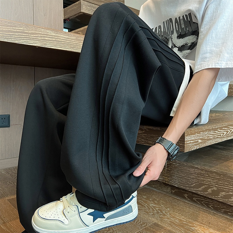 boy Plu Size Pure Cotton Gray Sweatpant Men Summer Thin Straight American Style Trendy Looe Men' Sport Caual Long_voghion.com