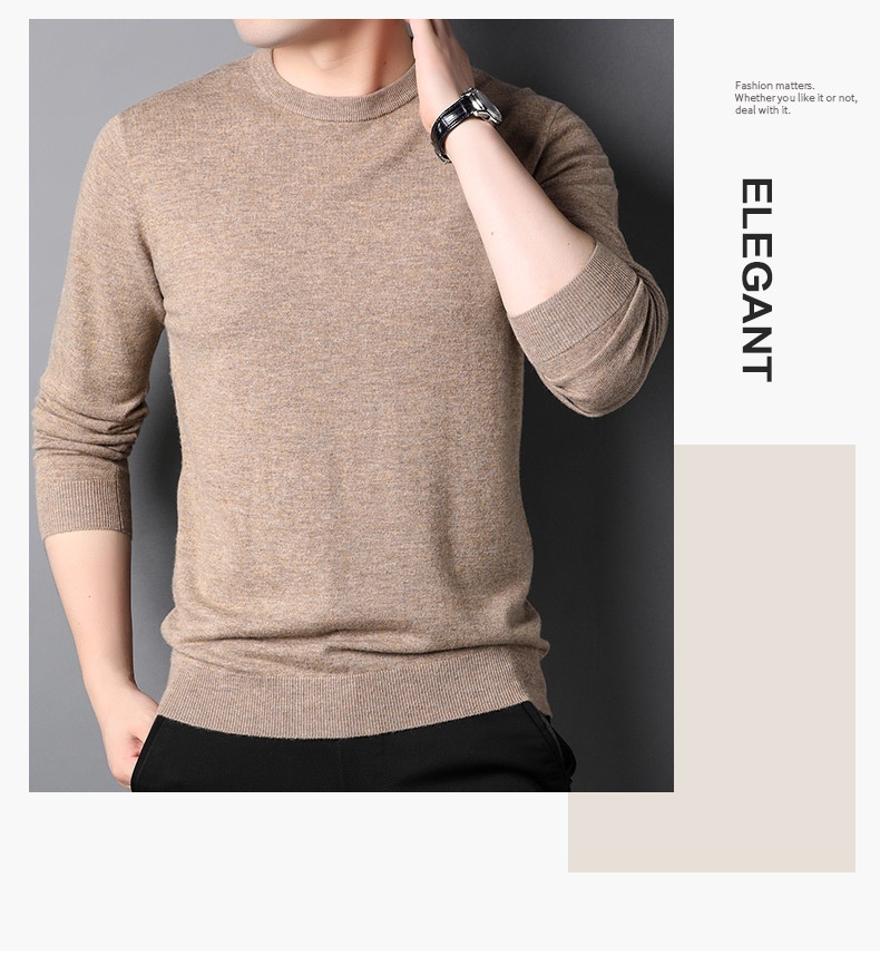 ragazzo Ragazzo Ragazzo Ragazzo Hengyuanxiang Maglione sottile in pura lana al 100% 2023 Autunno Inverno Nuovo girocollo tinta unita Camicia di base Abbigliamento da uomo_voghion.com