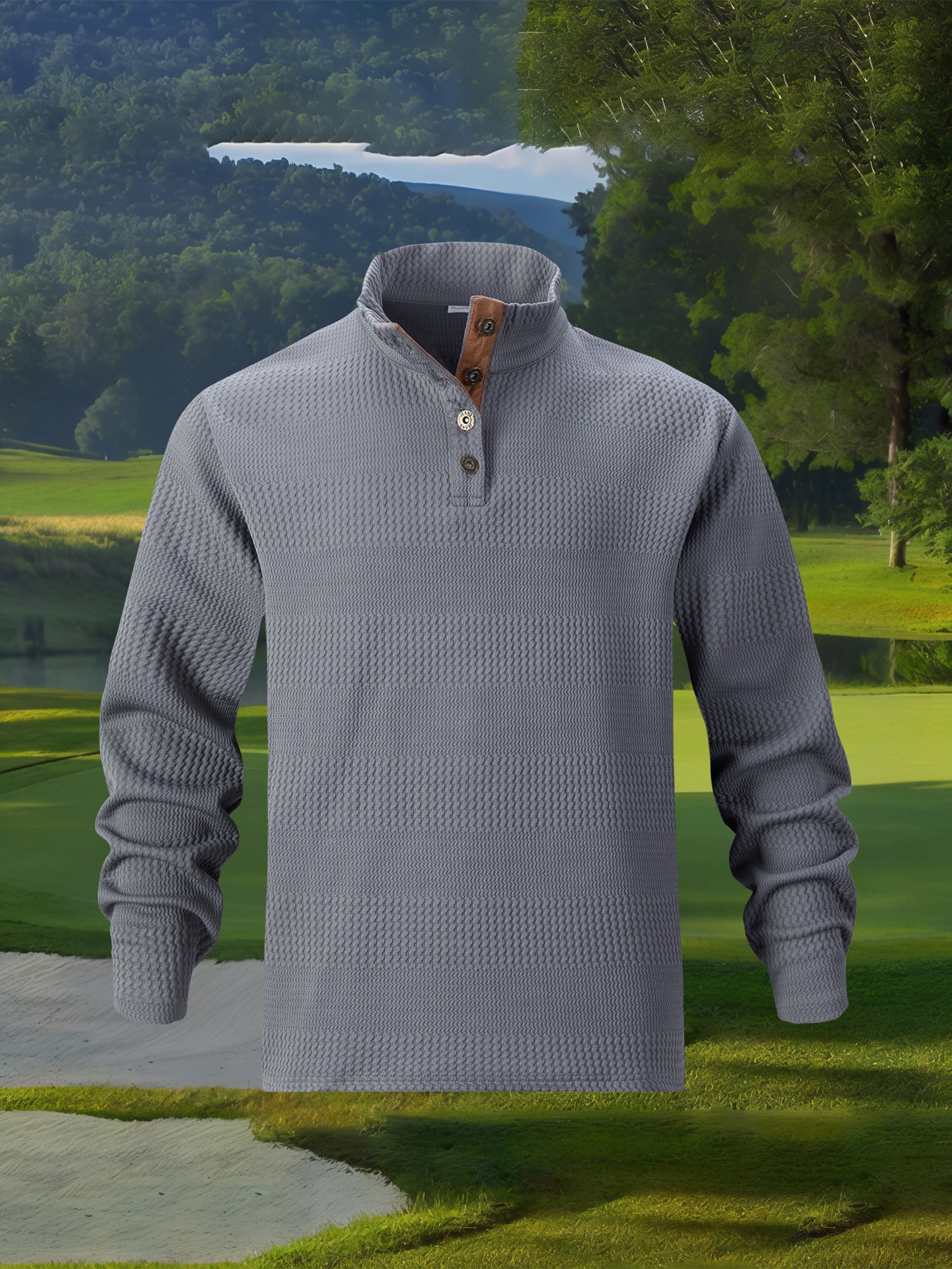 Polo décontracté à manches longues et col montant pour homme, collection printemps-automne 2025. Taille européenne._voghion.com