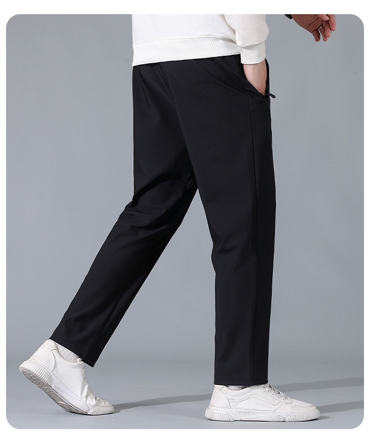 boy Spring And Autumn Nylon Stretch Business Casual Solid Color Waist Draped Loose Pants Men High Elastic Anti-Wrinkle_voghion.com