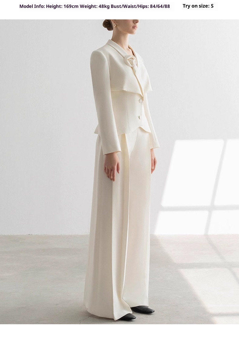 Ensemble tailleur élégant haut de gamme pour femme, pantalon droit, collection printemps-automne 2025, couleur abricot, deux pièces, style professionnel._voghion.com