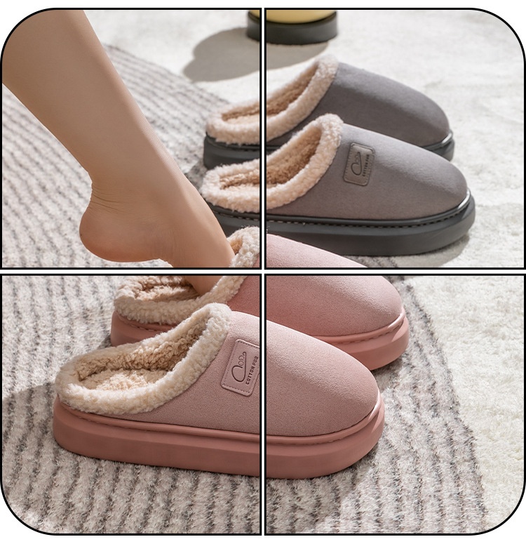 Zees New Cross-Border Foreign Trade Men Winter Fleece-Lined Warm Home Shoes Non-Slip Lamb Wool Cotton Slippers For Women_voghion.com