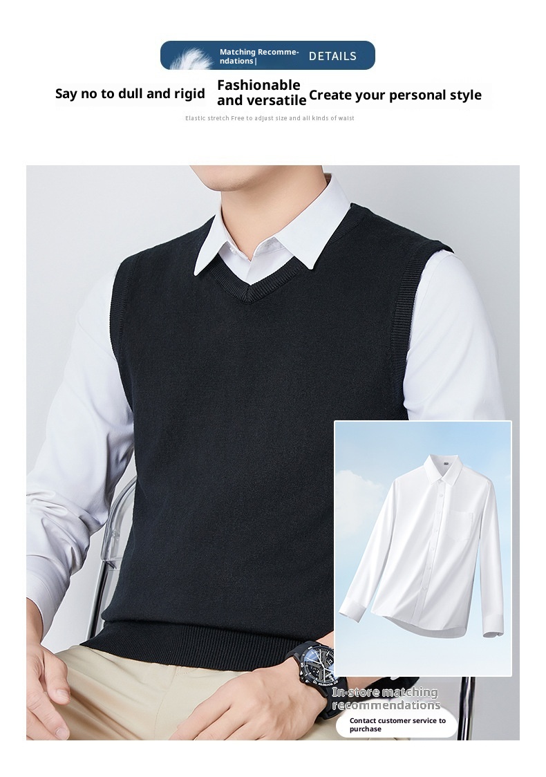 ragazzo 2024 Autunno Inverno Uomo Caldo Gilet Scollo a V Slim Fit Senza Maniche Base Maglione Lavorato a Maglia Trendy_voghion.com