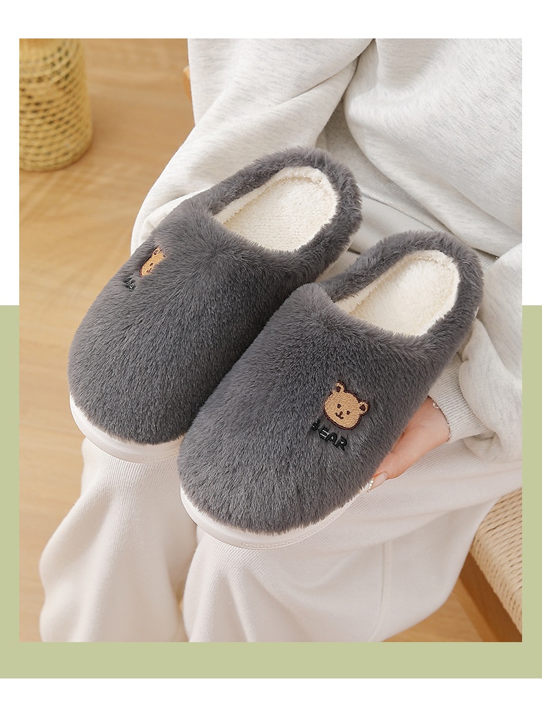 Zees Dikke Zool Stap Comfort Heren Binnen Warm Antislip Cartoon Katoen Winter Thuis Harige Pantoffels Dames_voghion.com