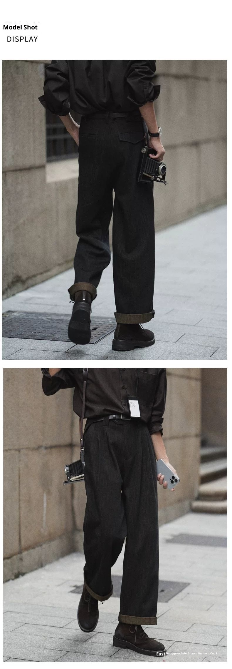 boy Boy Autumn Winter Vintage Jeans Straight Long Black Tea Color Simple Commuting Business Casual Pants Men's In Stock_voghion.com
