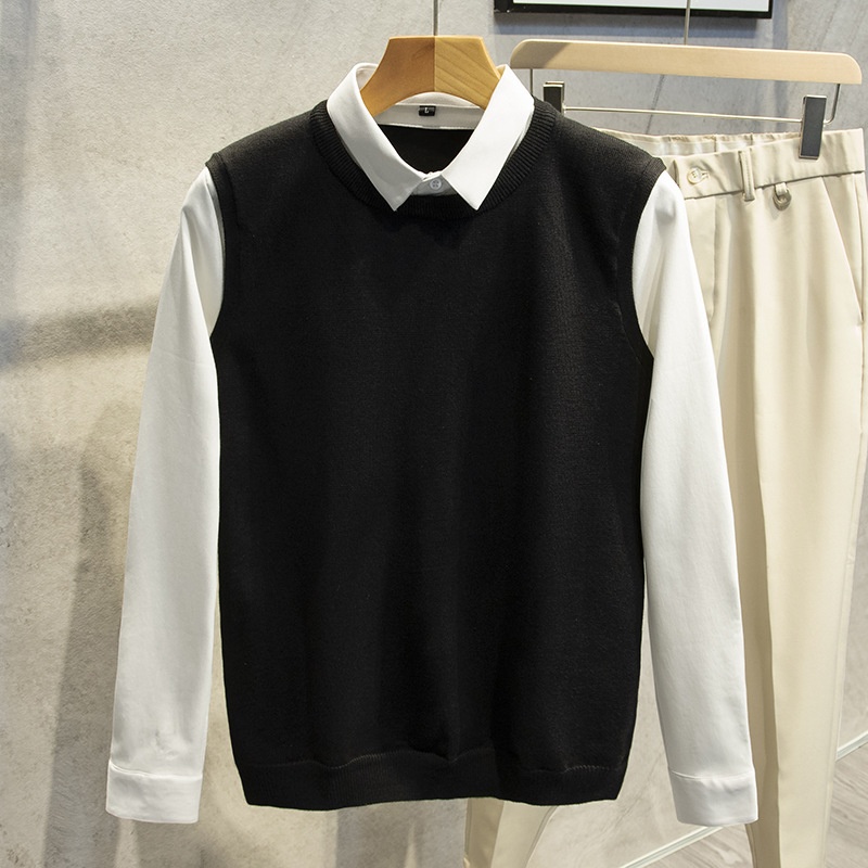 boy Boy Boy Boy Spring And Autumn Two-Piece Sweater Knitted Vest For Men Trendy 2025 New Fashion Casual Jacket Men's Clothing_voghion.com