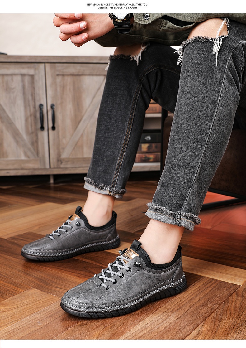 Voyage Voyage 2024 Spring And Autumn New Men's Casual Shoes Handmade Leather Soft Sole Slip-On Loafers 1102_voghion.com