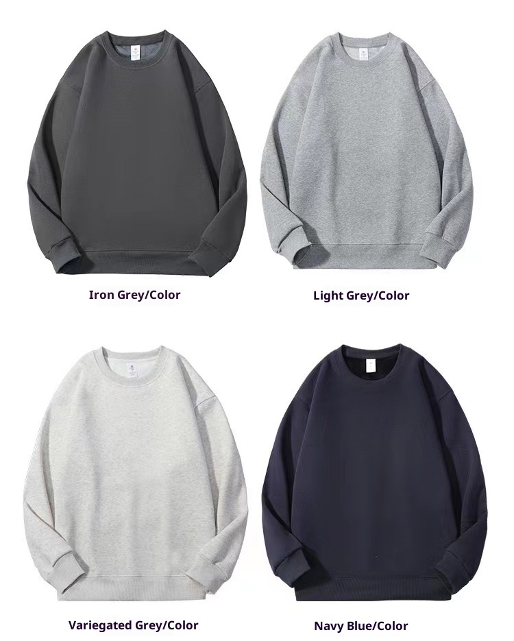 Sweat-shirt d'hiver en polaire épaisse pour homme, couleur unie, chaud, col rond, grandes tailles, coupe ample, impression personnalisée_voghion.com