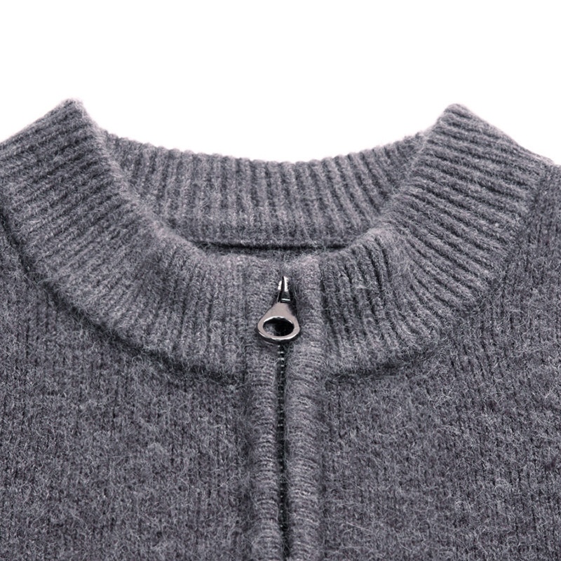 boy Boy Boy Boy Autumn Winter Middle-aged Men's Wool Zipper Cardigan Alpaca Knit Sweater Stand Collar Thickened Coat Wholesale_voghion.com