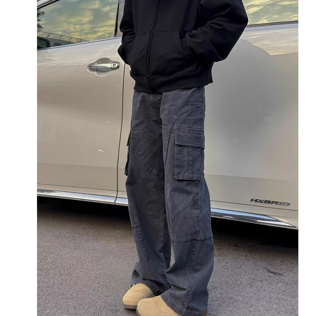 boy American Style Multi-Pocket Cargo For Men Spring New Cleanfit Straight High Street Casual Sports Wide-Leg Pants_voghion.com
