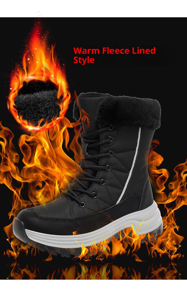 Zees Women's Boots With Fleece Lining, Thickened, Subzero Cold Resistant, Thick Sole, Waterproof, Non-Slip, Northeastern_voghion.com