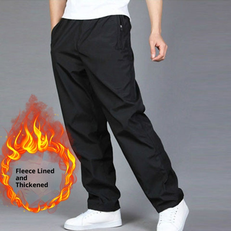 boy Windproof Autumn Winter Sports Loose Fleece Lined Thickened Outdoor Running Plus Size Men's Casual Pants_voghion.com
