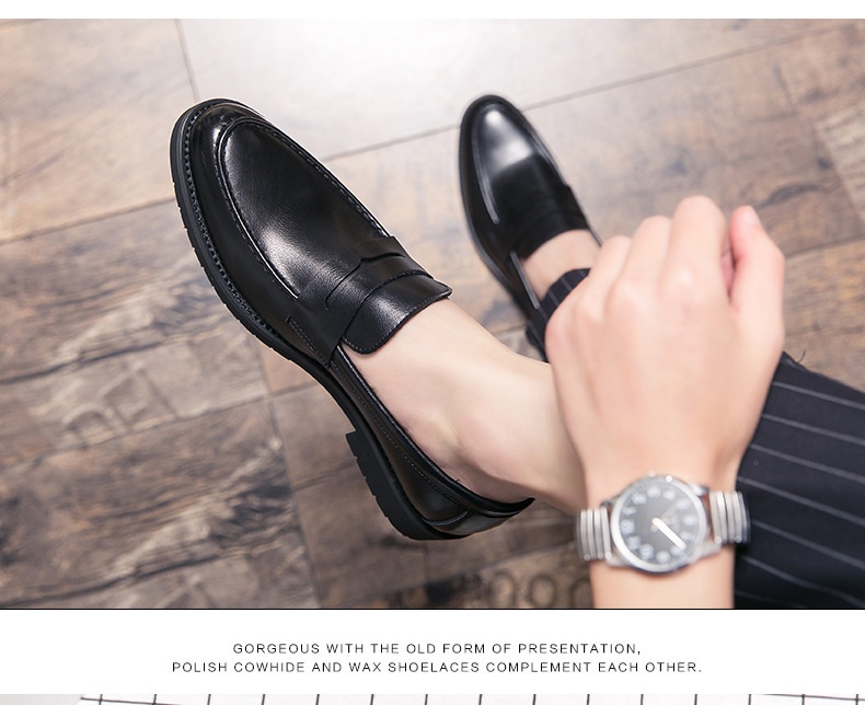 Voyage Voyage Summer Soft Surface Loafers Men's Slip-On Business Casual Thick-Soled Leather Groomsmen Shoes_voghion.com