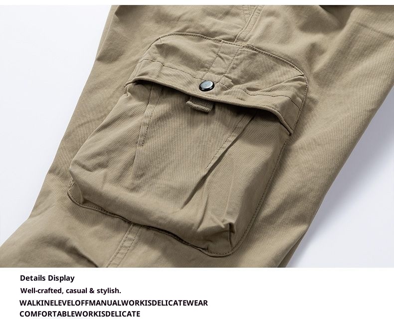 boy New Retro Cargo For Men Multi-Pocket Loose Straight Men's Casual High-End Export Sports Pants_voghion.com