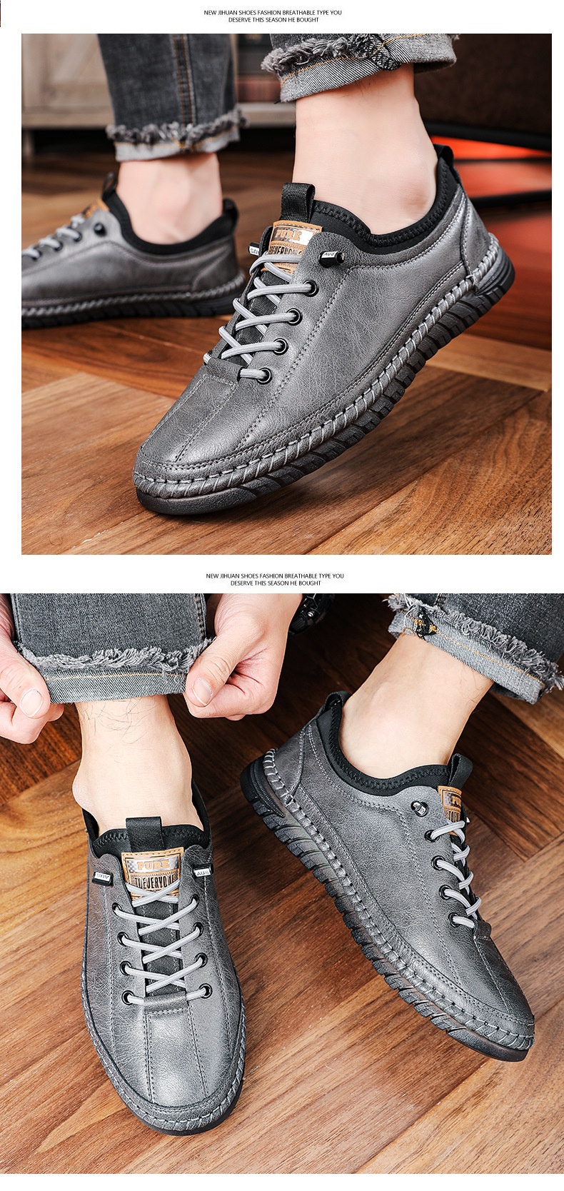 Voyage Voyage 2024 Spring And Autumn New Men's Casual Shoes Handmade Leather Soft Sole Slip-On Loafers 1102_voghion.com