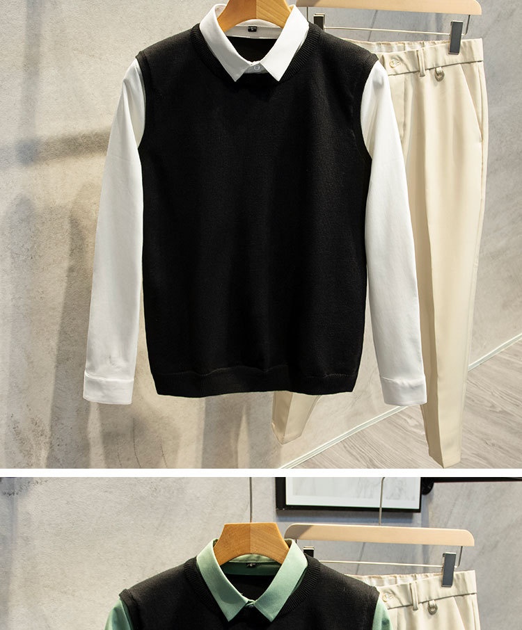 boy Boy Boy Boy Spring And Autumn Two-Piece Sweater Knitted Vest For Men Trendy 2025 New Fashion Casual Jacket Men's Clothing_voghion.com