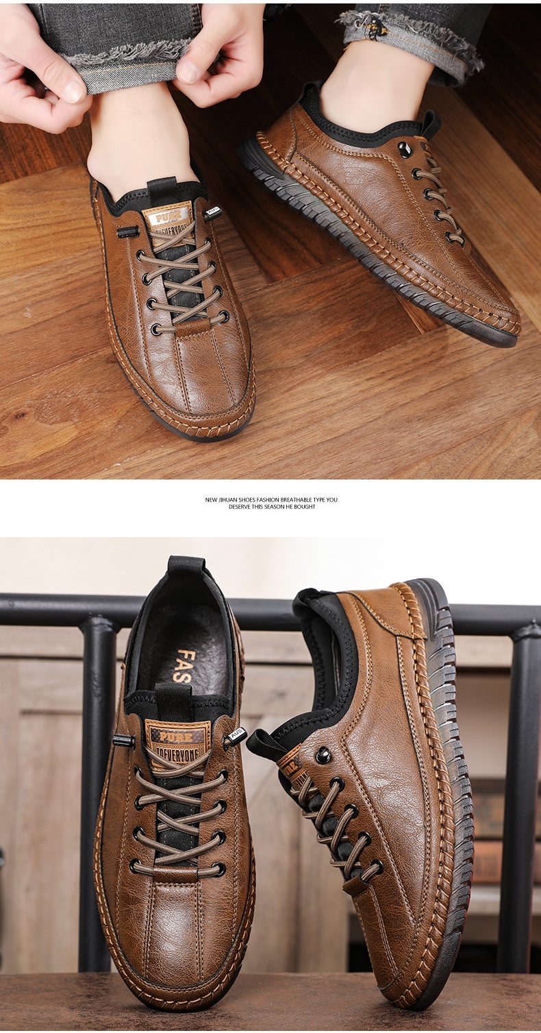 Voyage Voyage 2024 Spring And Autumn New Men's Casual Shoes Handmade Leather Soft Sole Slip-On Loafers 1102_voghion.com
