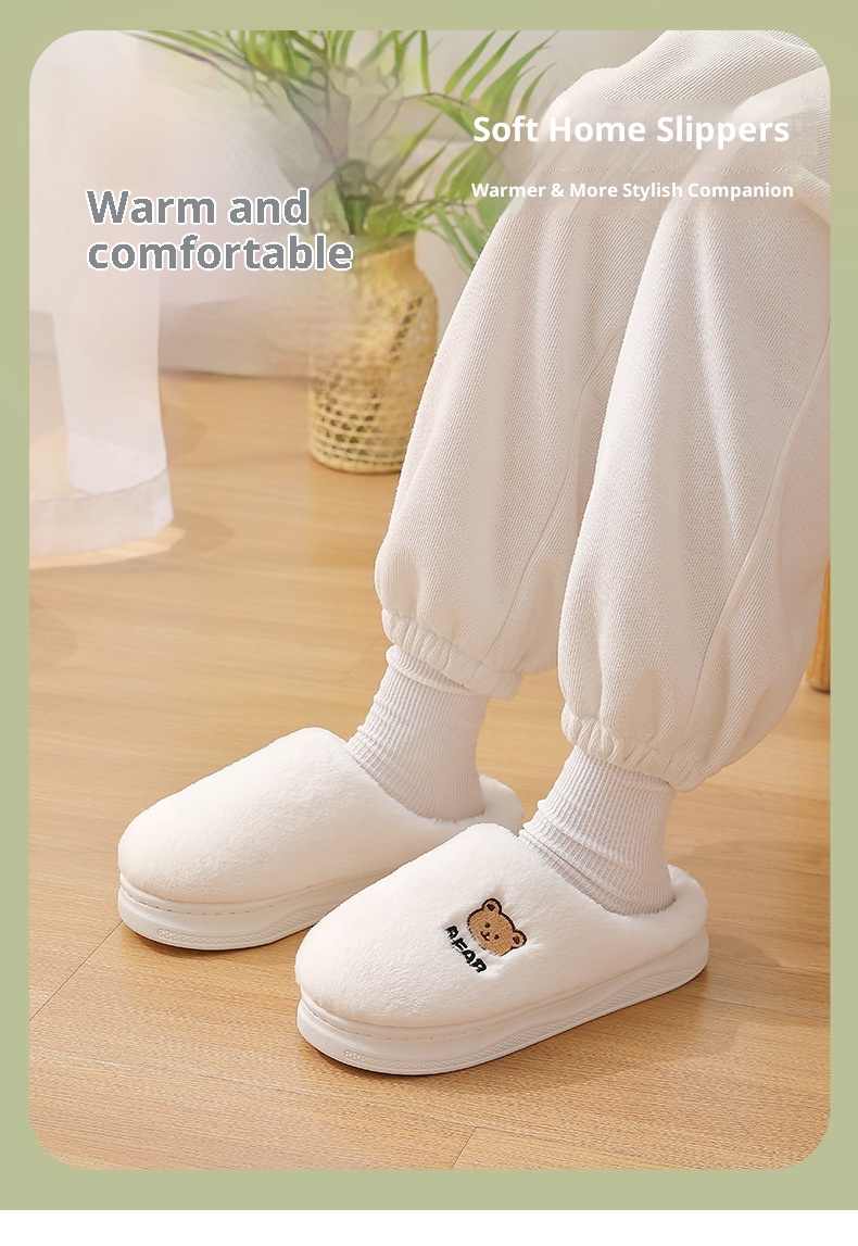 Zees Dikke Zool Stap Comfort Heren Binnen Warm Antislip Cartoon Katoen Winter Thuis Harige Pantoffels Dames_voghion.com