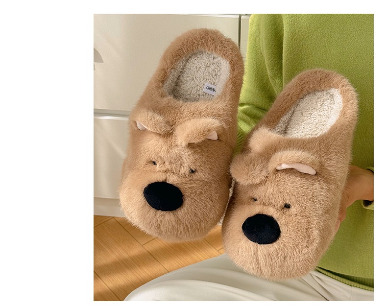 Zees Qidan Shoes Factory Cartoon Cotton For Women Winter Cute Puppy Home Indoor Plush Warm Non-Slip Furry Slippers_voghion.com