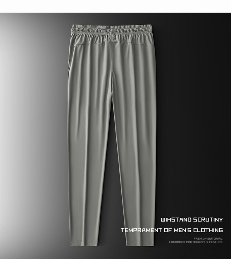 Pantaloni sportivi elastici da uomo, pantaloni estivi sottili in seta ghiacciata di grandi dimensioni, pantaloni lunghi dritti casual traspiranti ad asciugatura rapida per uomo_voghion.com