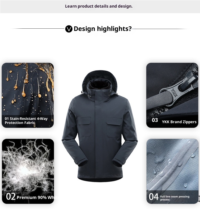 boy Boy 3-in-1 Detachable Warm Down Mountaineering Wholesale Windproof Waterproof Men's Ski Jacket Cold-Proof_voghion.com