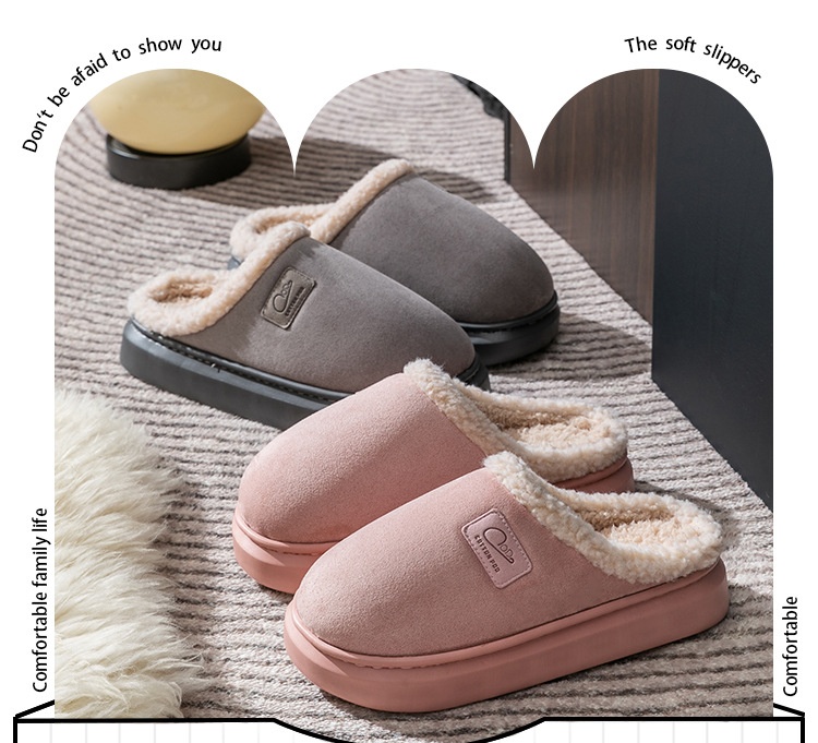 Zees New Cross-Border Foreign Trade Men Winter Fleece-Lined Warm Home Shoes Non-Slip Lamb Wool Cotton Slippers For Women_voghion.com