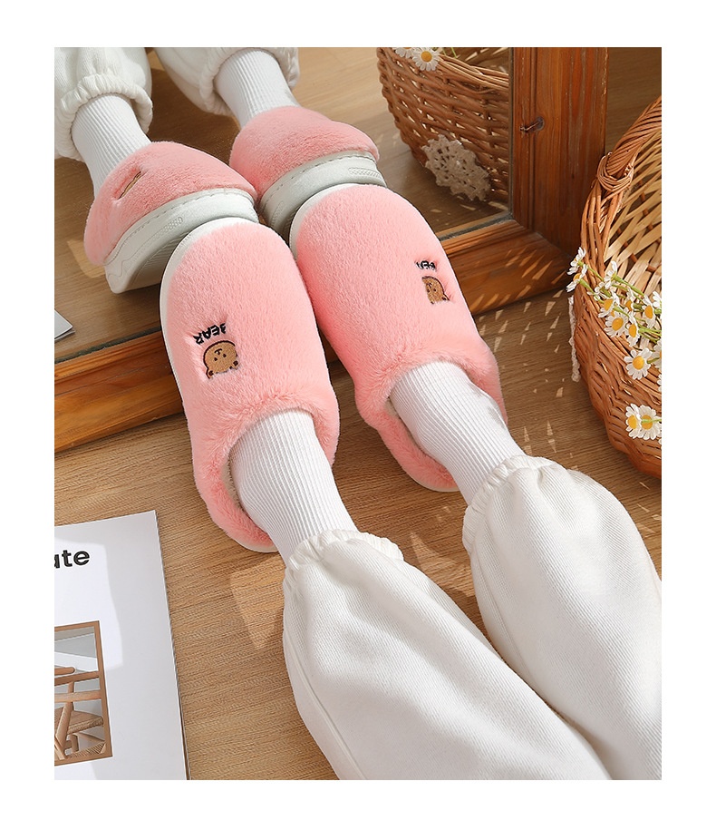 Zees Dikke Zool Stap Comfort Heren Binnen Warm Antislip Cartoon Katoen Winter Thuis Harige Pantoffels Dames_voghion.com