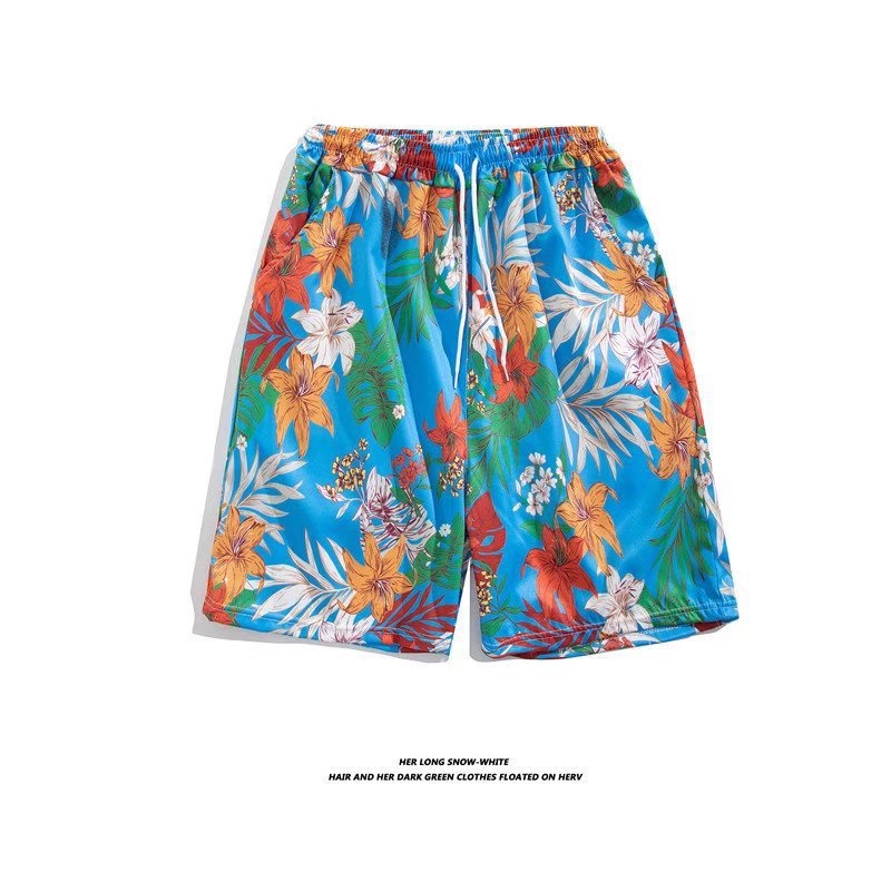 boy Hawaiian Casual For Men, Loose Fit, Versatile Floral Beach Vacation Trendy Couple Shorts_voghion.com