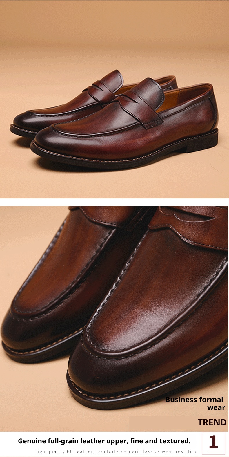 Voyage Voyage Summer Business Casual Thick-Soled Loafers Genuine Leather Slip-On Shoes Men's Top Layer Cowhide_voghion.com