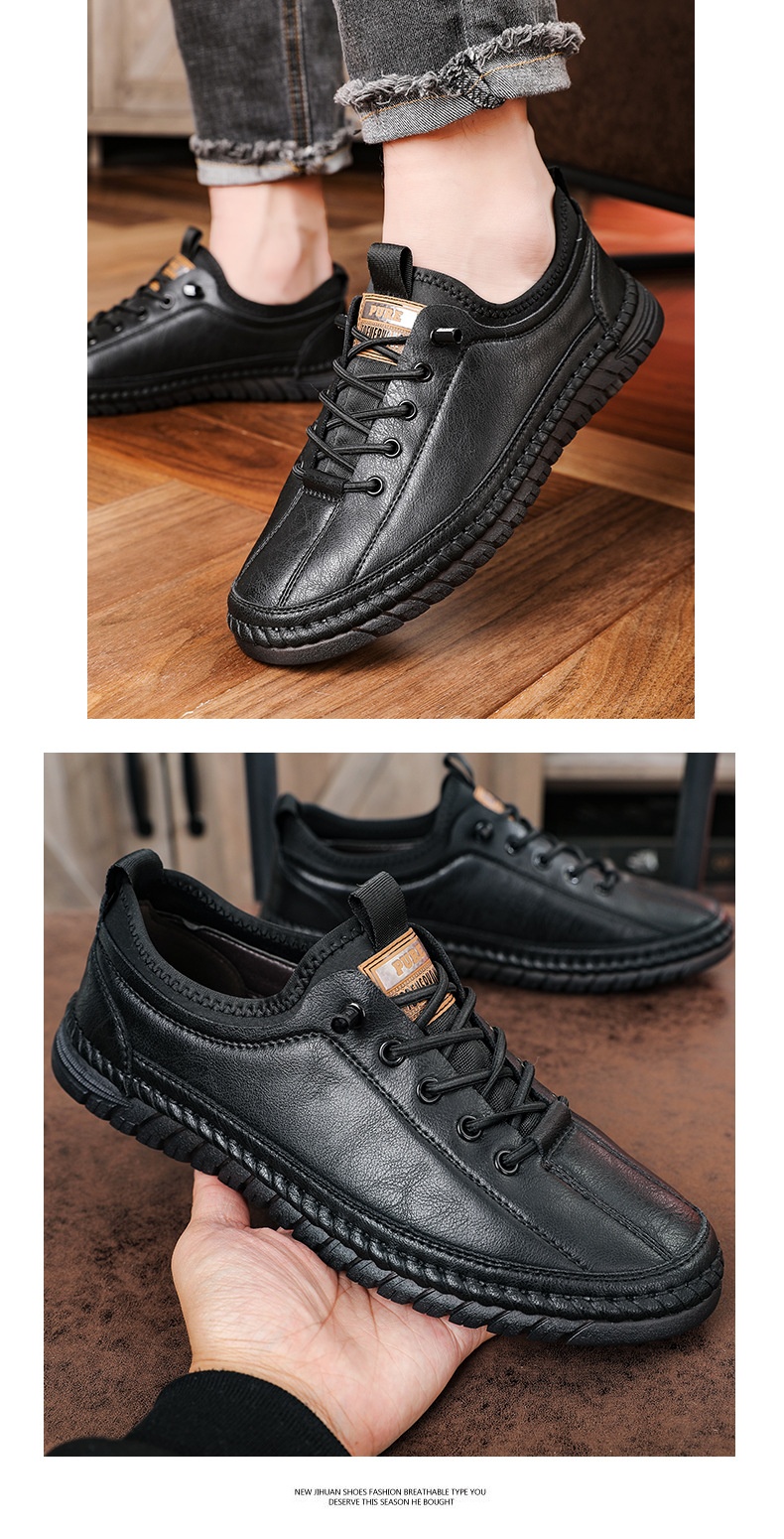 Voyage Voyage 2024 Spring And Autumn New Men's Casual Shoes Handmade Leather Soft Sole Slip-On Loafers 1102_voghion.com