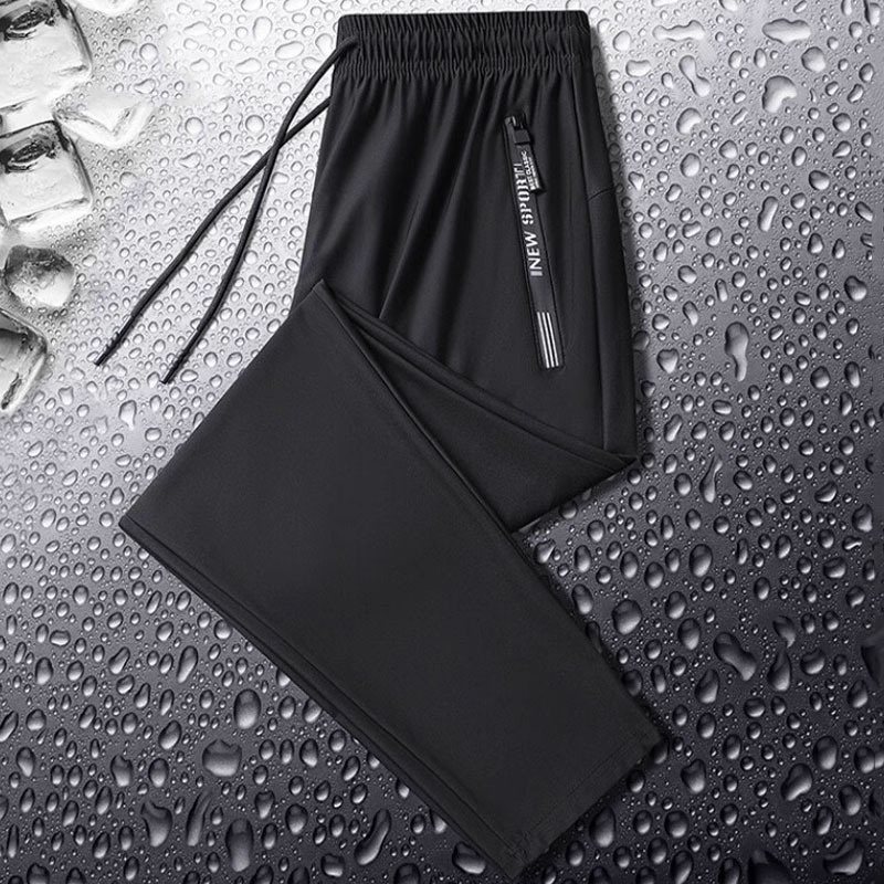 boy Ice Silk Men's Long Loose Large Size Straight Quick-Dry Elastic Running Casual Sports Pants Versatile_voghion.com