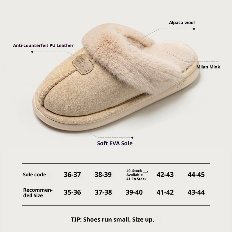 Zees Qingchen 2025 Winter New Fleece Floor Mop For Women, Plush Warm Indoor Thick Sole Non-Slip Cotton Slippers_voghion.com