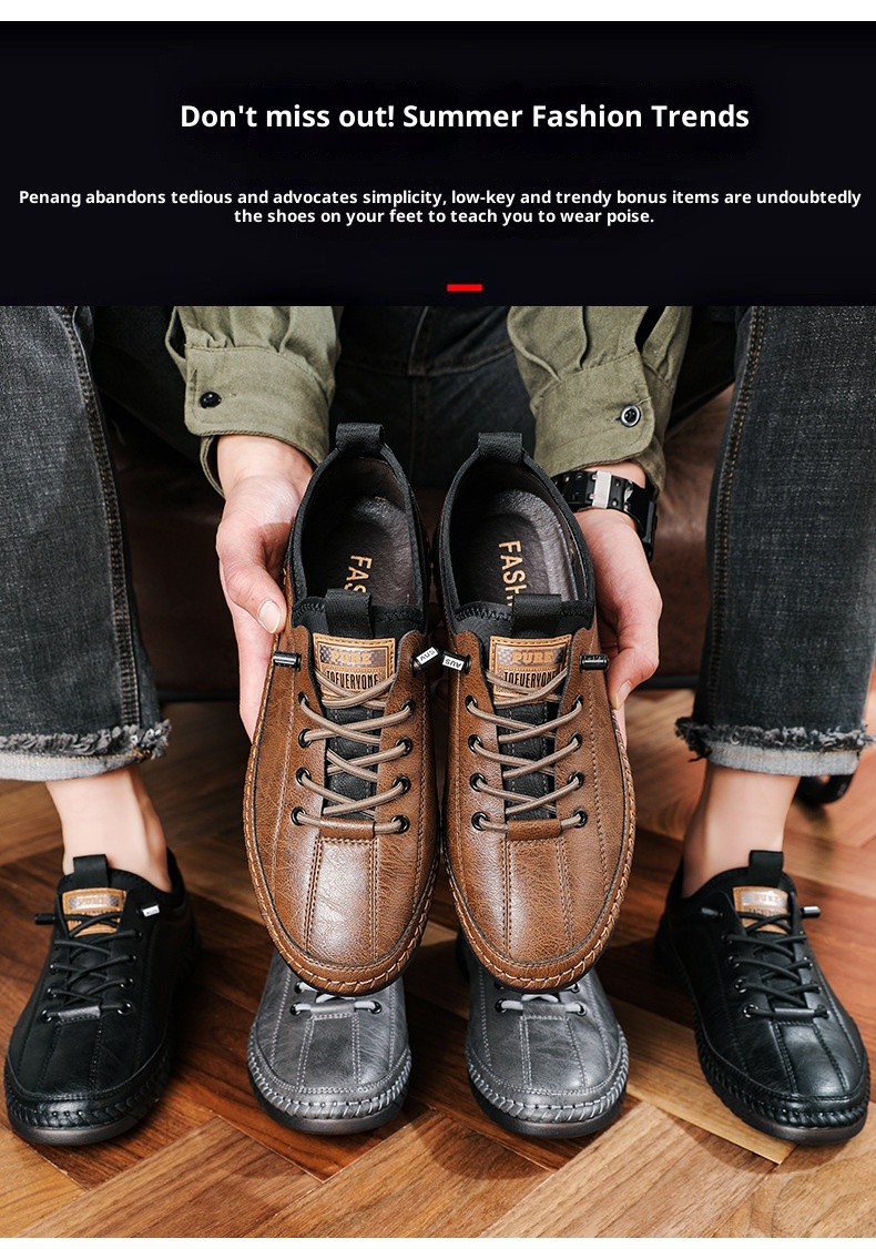 Voyage Voyage 2024 Spring And Autumn New Men's Casual Shoes Handmade Leather Soft Sole Slip-On Loafers 1102_voghion.com