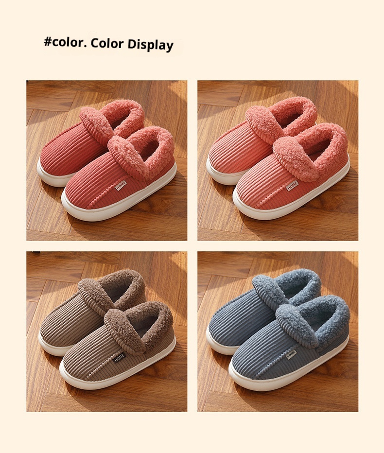 Zees Plush Warm Shoes Men Winter Outdoor Wear Middle-aged And Elderly Home Indoor Thick-soled Non-slip Closed-back Cotton_voghion.com