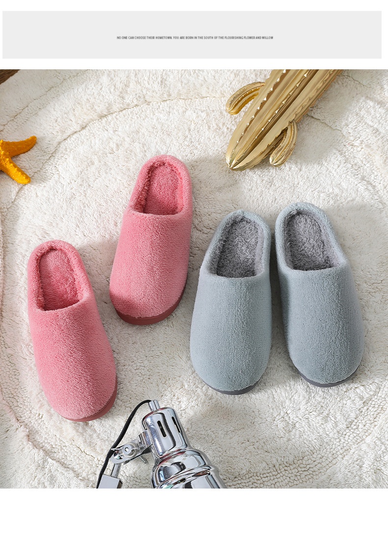 Zees Autumn Winter Women's Cotton Couple Cartoon Home Thick Sole Korean Style Warm Maternity Shoes Non-Slip Men's Wool_voghion.com