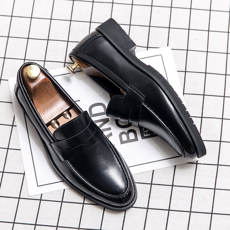 Voyage Voyage Summer Soft Surface Loafers Men's Slip-On Business Casual Thick-Soled Leather Groomsmen Shoes_voghion.com