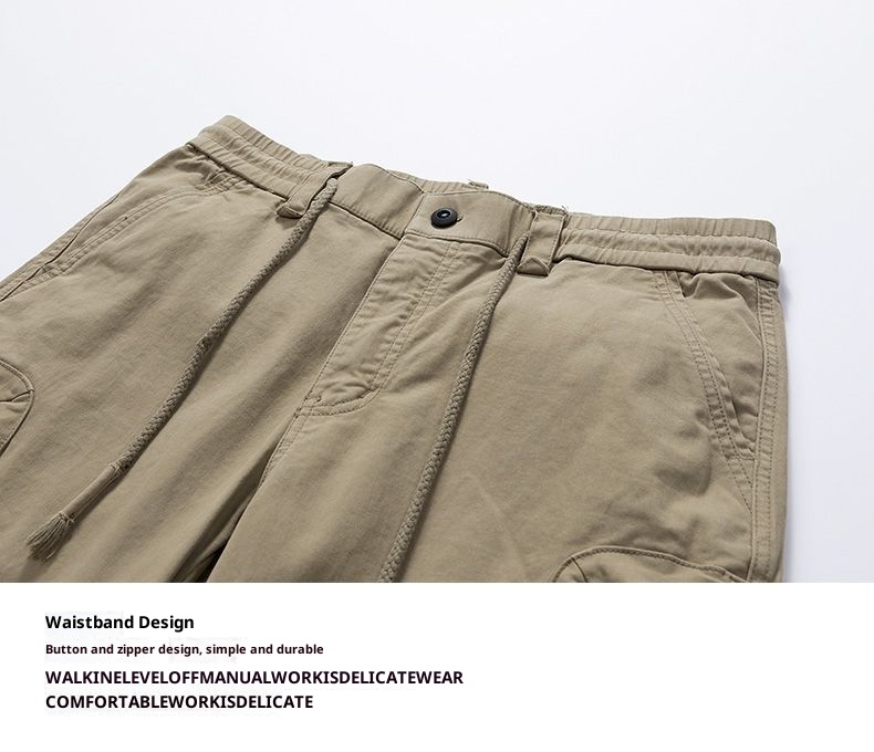 boy New Retro Cargo For Men Multi-Pocket Loose Straight Men's Casual High-End Export Sports Pants_voghion.com