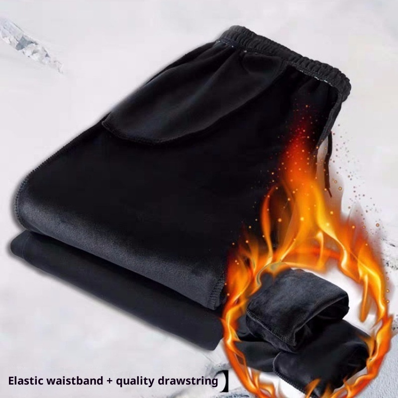 boy Windproof Autumn Winter Sports Loose Fleece Lined Thickened Outdoor Running Plus Size Men's Casual Pants_voghion.com