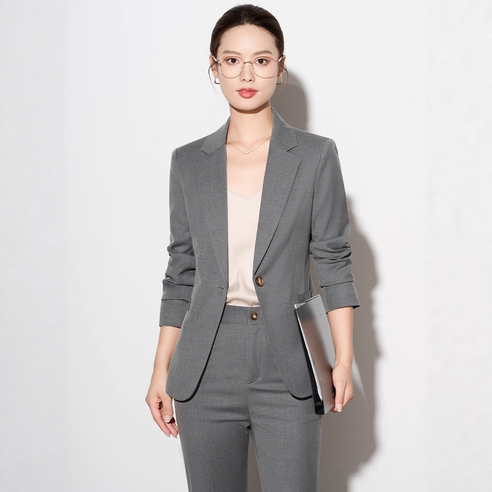 girl Girl Gray Professional Suit Set For Women, Autumn And Winter New Business Workwear, Property Sales Work Uniform, Commuting_voghion.com
