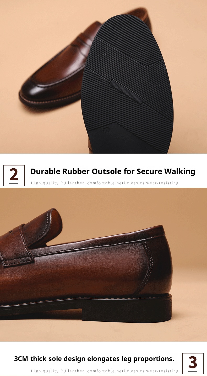 Voyage Voyage Summer Business Casual Thick-Soled Loafers Genuine Leather Slip-On Shoes Men's Top Layer Cowhide_voghion.com