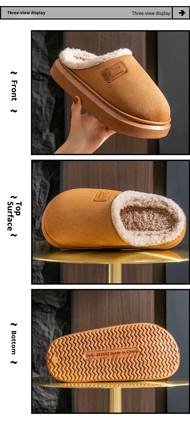 Zees New Cross-Border Foreign Trade Men Winter Fleece-Lined Warm Home Shoes Non-Slip Lamb Wool Cotton Slippers For Women_voghion.com
